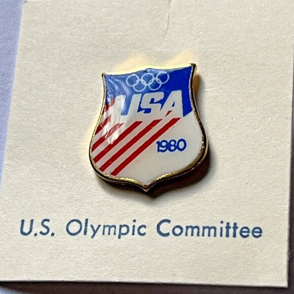 1980 U. S. Olympic Committee Pin on Original Card NEW Old Stock - Picture 4 of 7